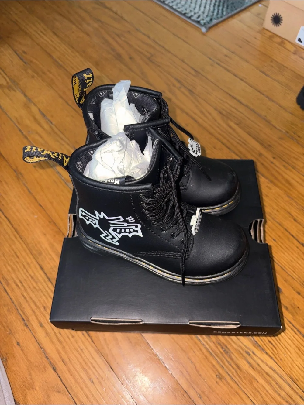 Kids' Dr. Martens x Keith Haring Black Leather Boots